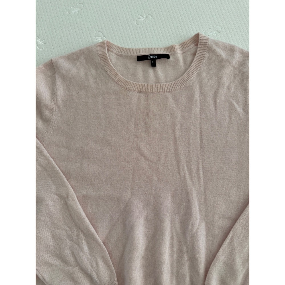 Quince 100% Mongolian Cashmere Crewneck Sweater Blush Pink Quiet Luxury L - Picture 3 of 7